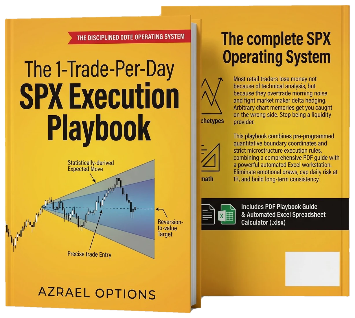 The 1-Trade-Per-Day SPX Execution Playbook, front and back cover, with the Excel calculator included